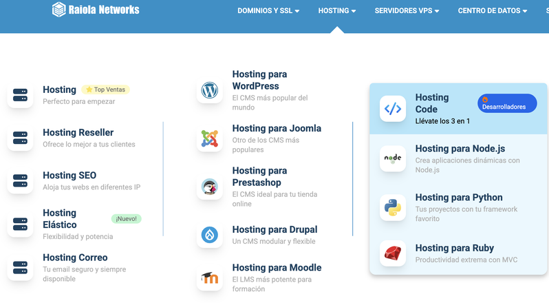 servicios de hosting de Raiola Networks