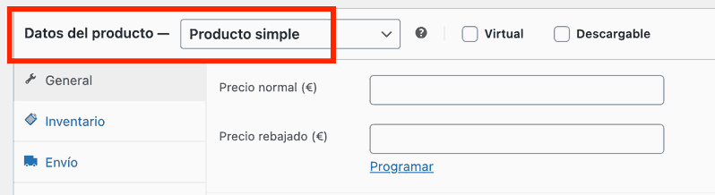 Datos básicos de un producto simple con precio en WooCommerce Configuración de un producto simple en WooCommerce