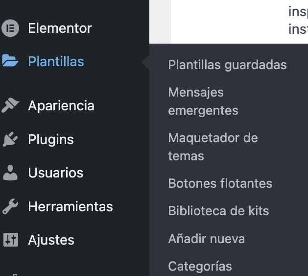 plantillas para el editor de Elementor