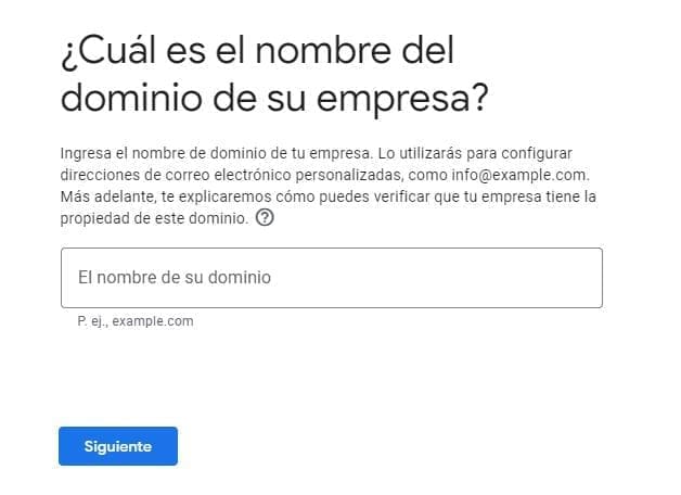 Elegir el dominio de tu empresa en Google Workspace