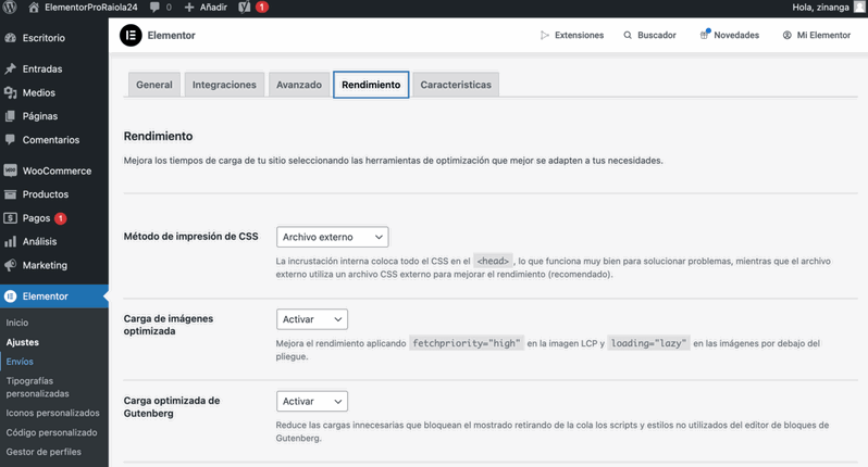 Experimentos y nuevas características de Elementor