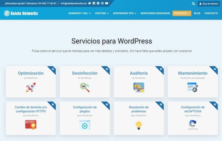 En Raiola Networks tenemos servicios de soporte profesional para WordPress