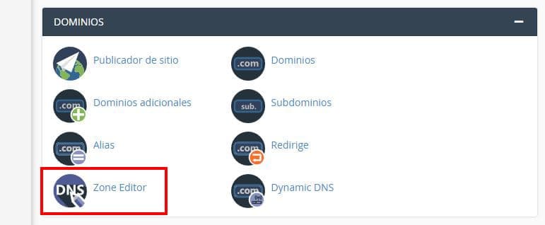 cPanel, Editor de zonas 