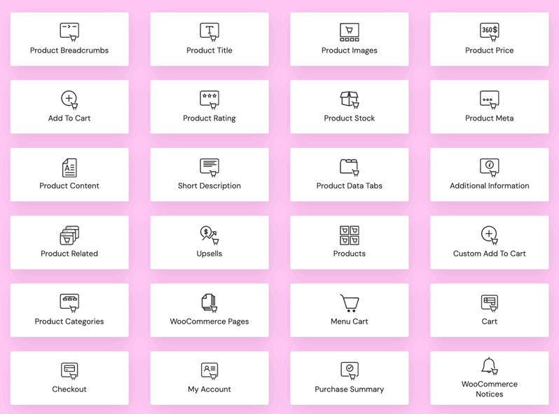 25 widgets específicos de Elementor para WooCommerce