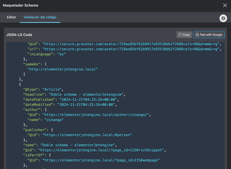 Validación de Código de Schema