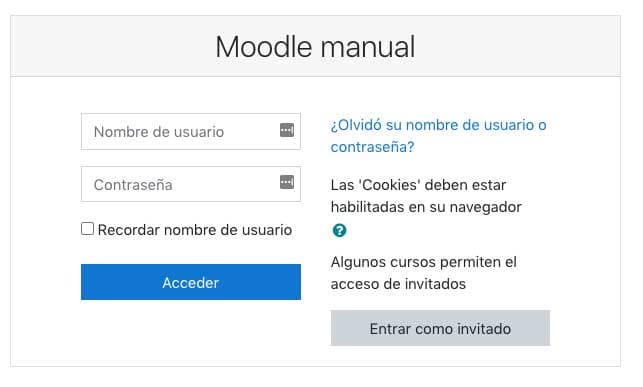 como acceder a moddle manualmente