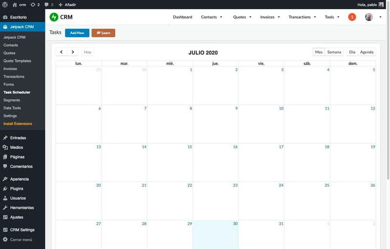 Calendario CRM Jetpack