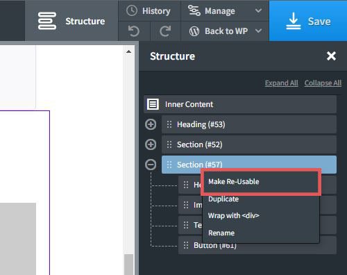 Cómo crear una parte reusable desde el panel de Structure