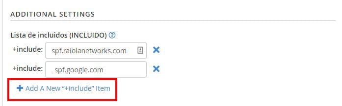 Añadir un include en el SPF en cPanel