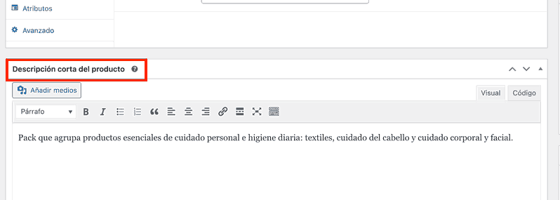 Descripción breve orientada a la decisión de compra Campo de descripción corta en WooCommerce