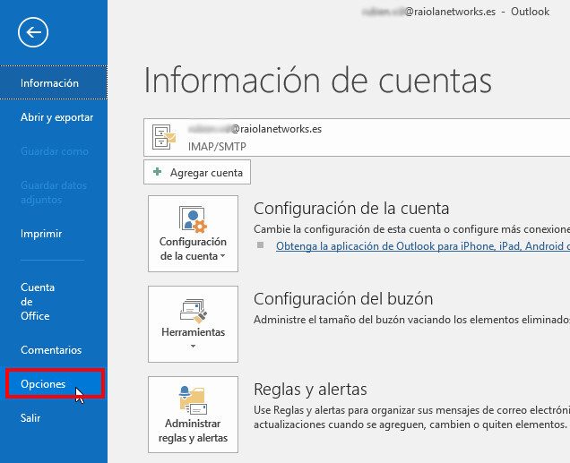 configurar correo outlook