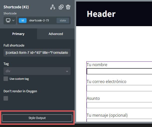 Botón "Style Output" para poder dar estilos a un plugin desde la interfaz visual