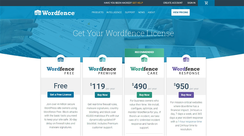 Tipos de licencia de Wordfence