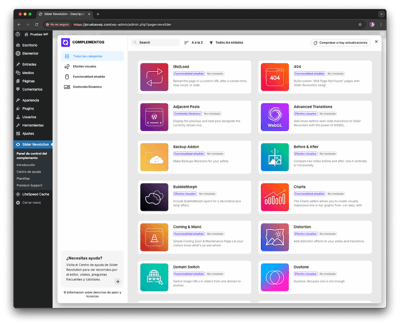 Addons y extensiones de Slider Revolution Addons disponibles para Slider Revolution en su página oficial