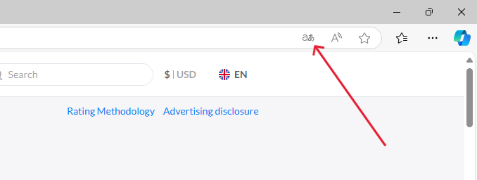 Botón de traducción para traducción de página desde Microsoft Edge