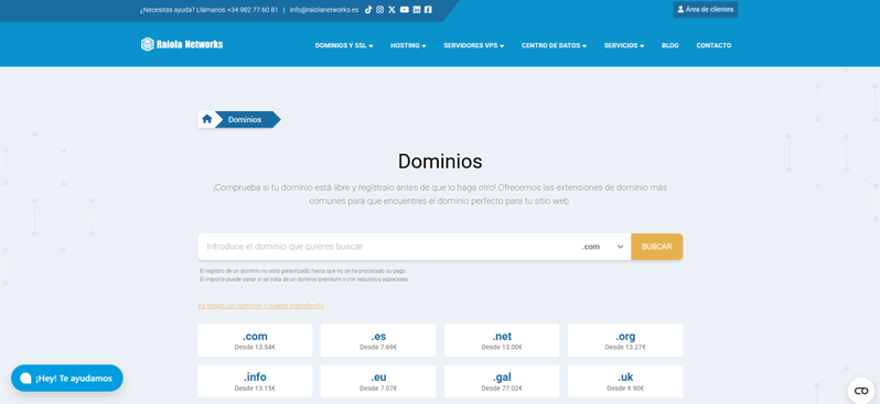 Dominios .com en Raiola Networks