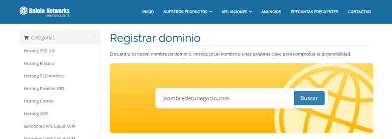 Registrar un dominio .com