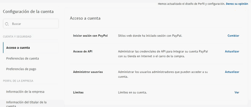 Credenciales API de PayPal