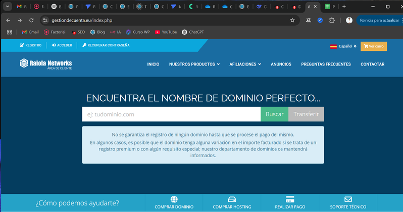 Comprar un dominio en Raiola Networks
