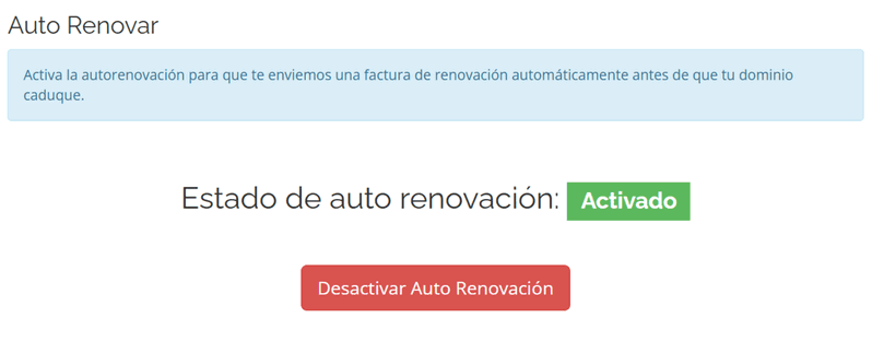 Activar renovación automática del dominio