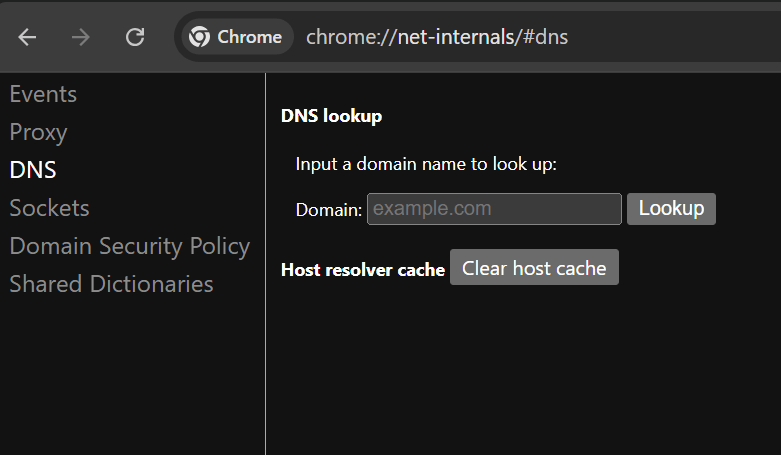 Borrar cahé de DNS en Chrome con "Clear Host Cache"