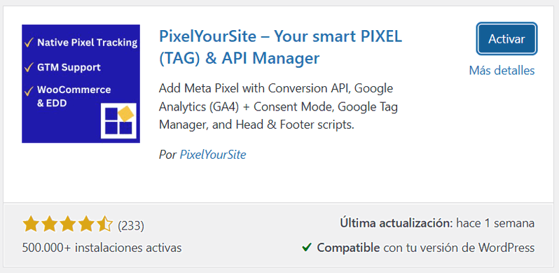 Cómo instalar PixelYourSite en WordPress