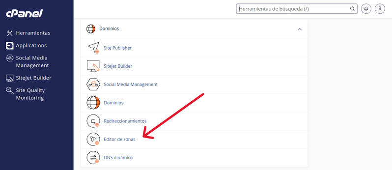 Editar registro SPF desde el editor de zonas de cPanel
