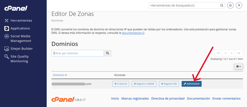 Administrar registro SPF desde el editor de zonas de cPanel