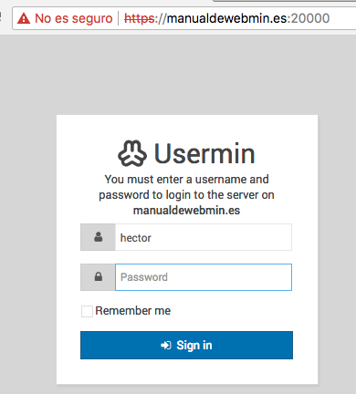 Como acceder a Usermin - Paso 1