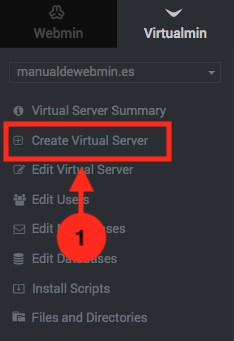Como añadir un dominio a Virtualmin - Paso 1