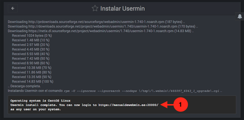 Como instalar Usermin en Webmin - Paso 2