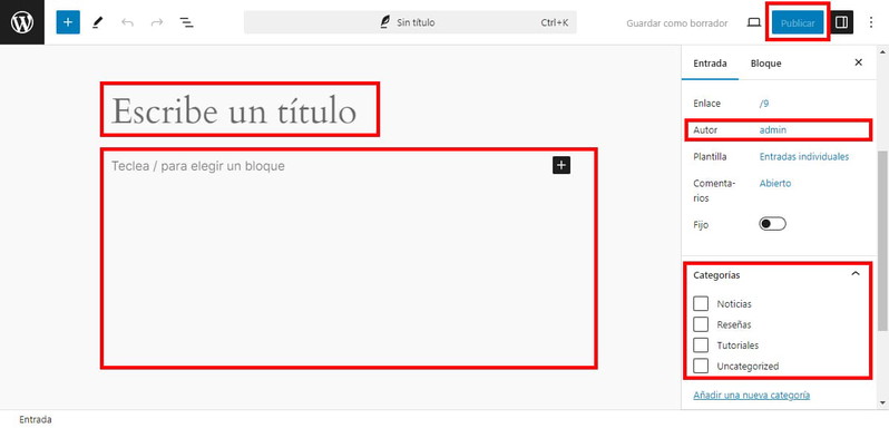 Asignar autor, imagen destacada y categorías a un post de WordPress