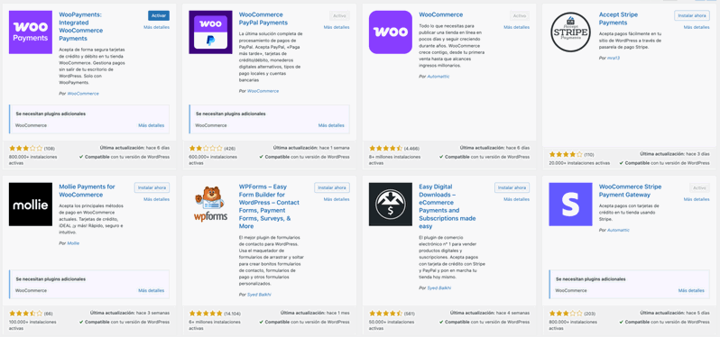 Plugins de pasarelas de pago en WooCommerce