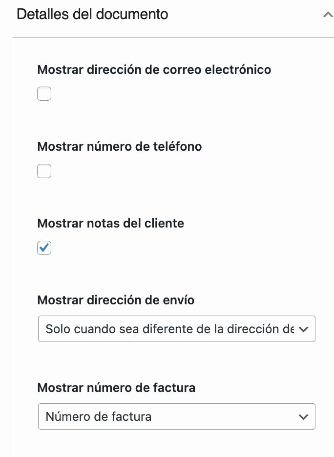 Detalles de documentos en facturas de WooCommerce