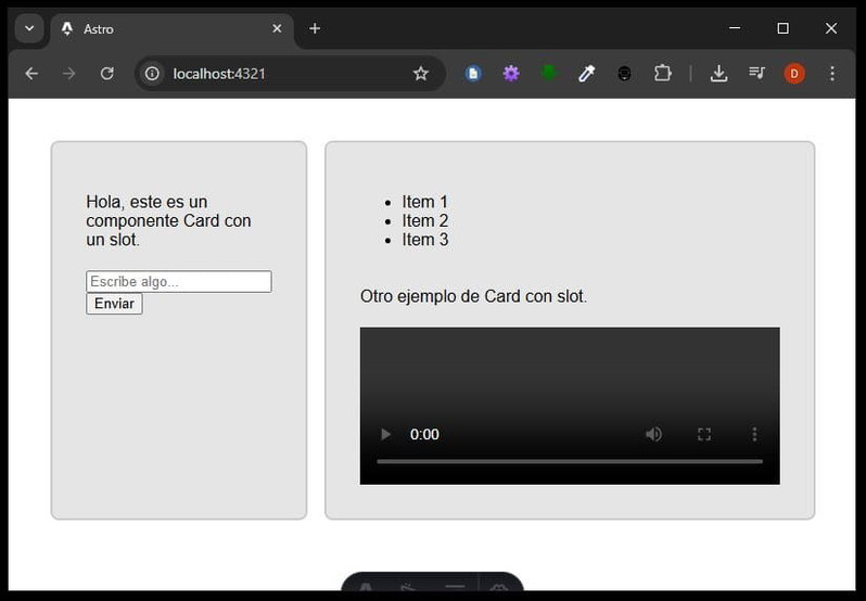 Ejemplo de uso de un componente con un slot para insertar contenido