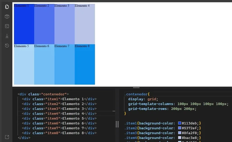 Definir filas y columnas en un grid