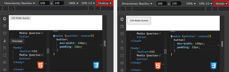 Con las Media Queries de CSS podemos personalizar los estilos en función de las acciones del usuario