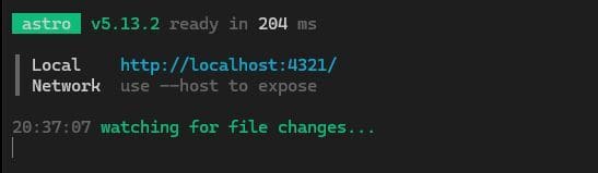 Comando para levantar el proyecto de Astro.js en local