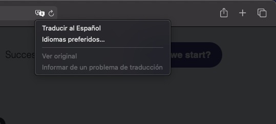 Safari traducción de página web