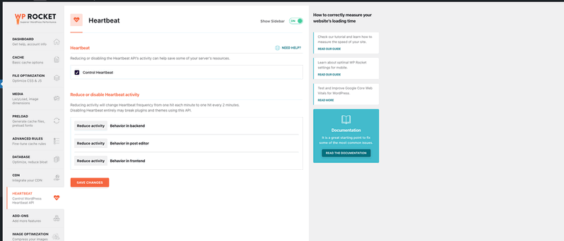 Gestionar el API Heartbeat con WP Rocket