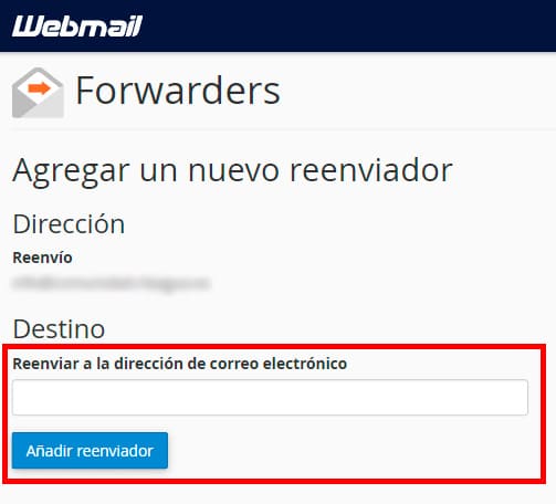 Reenviadores de los usuarios de cpanel