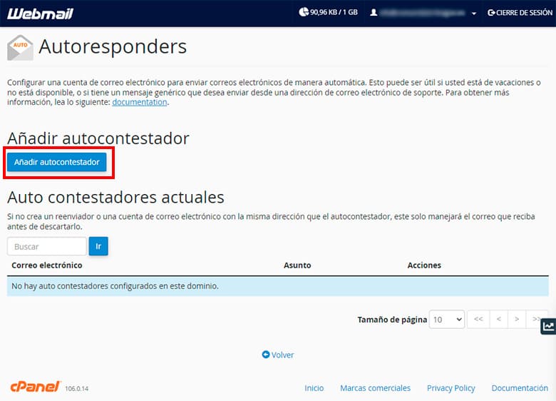 Autocontestadores cPanel para RoundCube