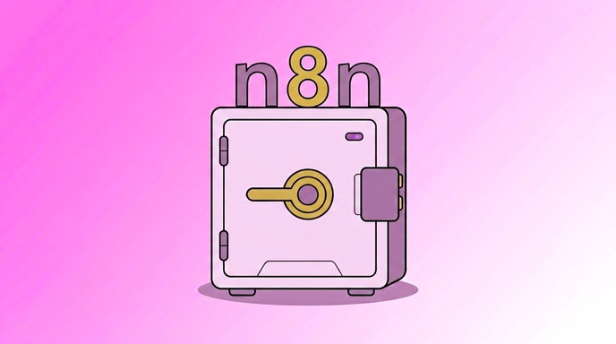 n8n autoalojado guarda las claves de API en tu propio servidor Caja fuerte cerrada con el logotipo de n8n que representa las claves de API guardadas en un servidor propio