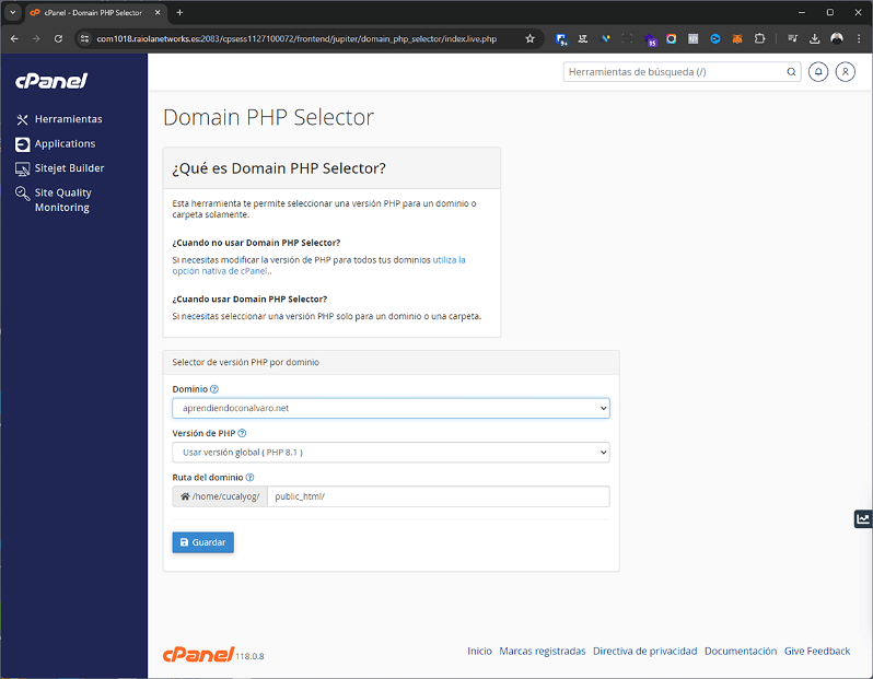 domain php selector cpanel raiola networks