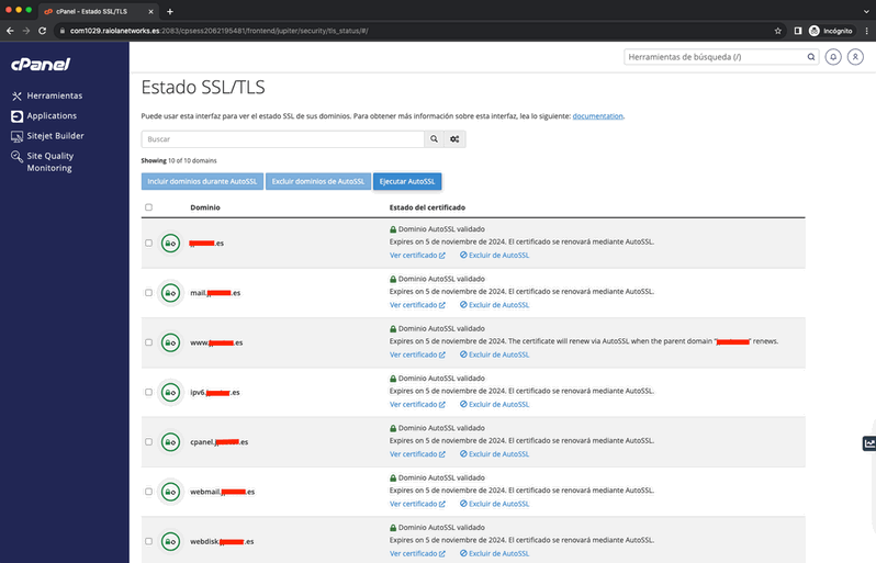 generar certificado SSL desde cPanel