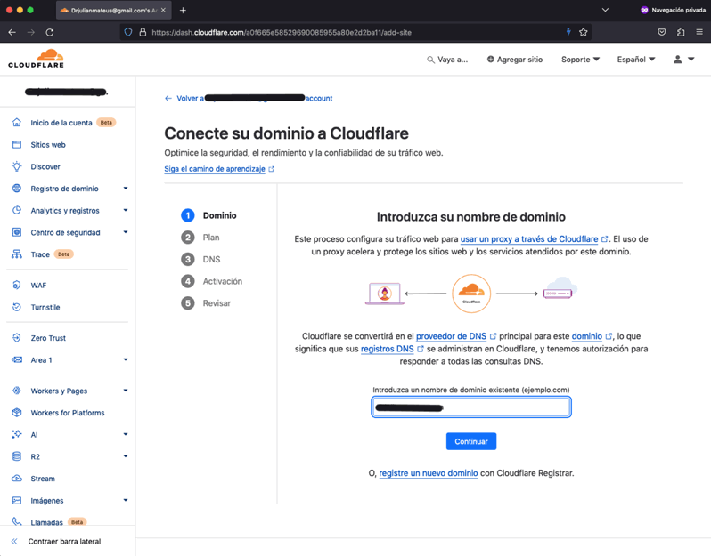Conectar dominio a Cloudfare