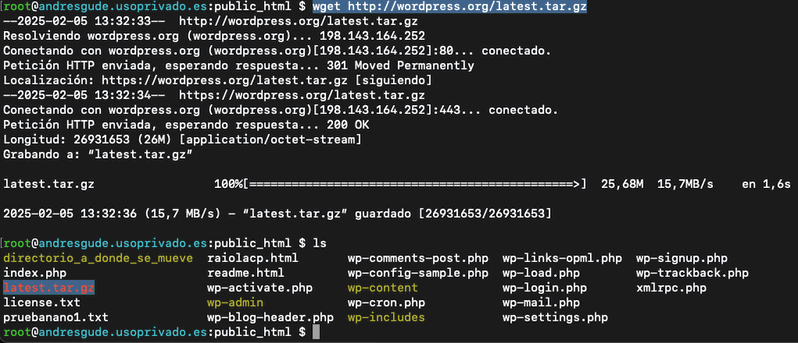 Descargar WordPress mediante terminal con comandos de Linux