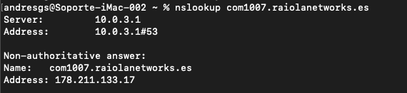 Comando nslookup con comandos de Linux