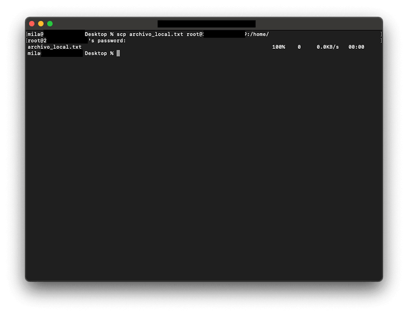 Ejemplo de uso del comando scp