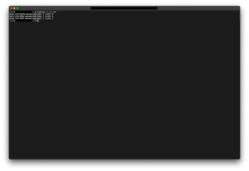 Ejemplo de uso del comando killall
